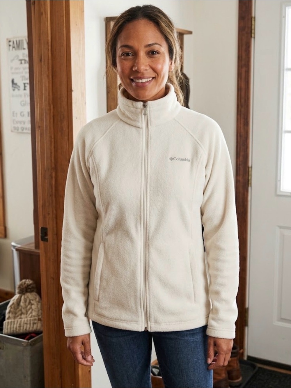 Columbia Women's Cream Full-Zip Teddy Fleece Jacket